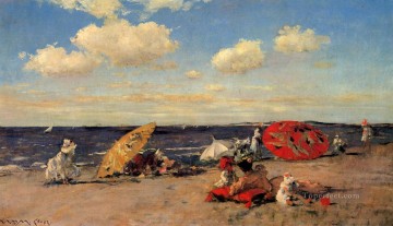 At the Seaside impressionism William Merritt Chase Beach Oil Paintings